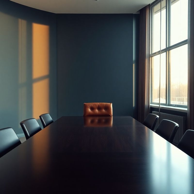 Sală de consiliu minimalistă cu accente indigo într-un birou din Oradea